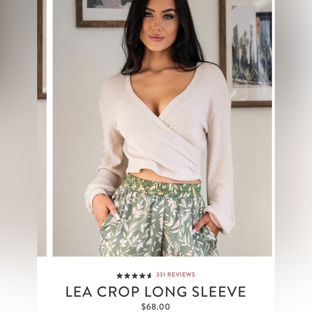 Sozy Cream Crop Long Sleeve sweater wrap